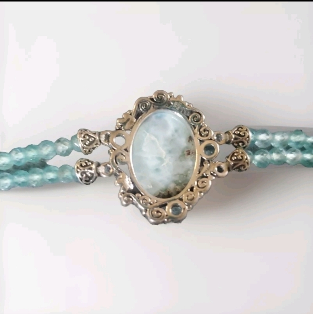 Larimar Paraiba Apatite Dragonfly Sterling Silver Bracelet - Picture 8 of 8